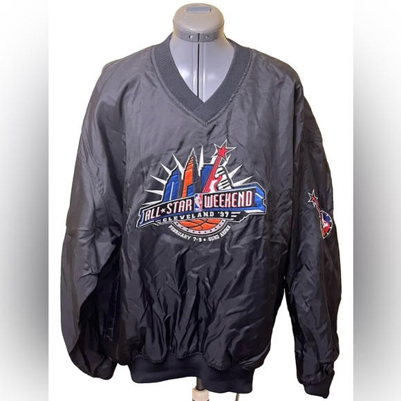 Vintage STARTER Cleveland 1997 NBA All Star Weekend Pullover Jacket Black Sewn L